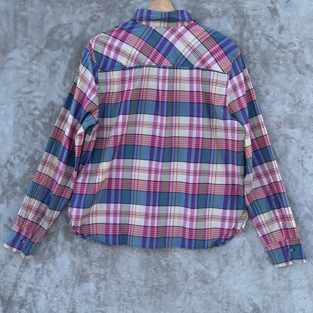 J.Crew Women’s Plaid button down Popover Shirt Long Sleeve Classic Fit Sz L - Picture 9 of 15